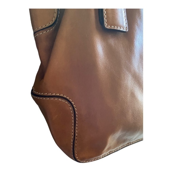 MICHAEL KORS-LEATHER COGNAC COLOR SATCHEL BAG - Picture 7 of 14